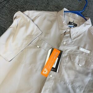 Habit Fishing Shirt Size XL Atmosphere Gray Short Sleeve UPF 40+ TS1155